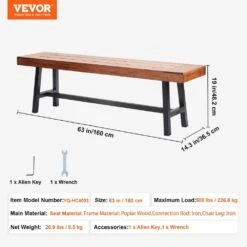 Outdoor Bench, 63 In. Wood Garden Bench With Metal Leg For Outdoors, Outdoor Garden Park Bench, 500 Lbs. Load Capacity -Vevor vevor outdoor benches gyzymz63yc00l6dxav0 76 1000