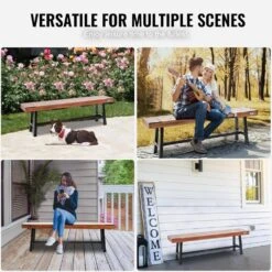 Outdoor Bench, 63 In. Wood Garden Bench With Metal Leg For Outdoors, Outdoor Garden Park Bench, 500 Lbs. Load Capacity -Vevor vevor outdoor benches gyzymz63yc00l6dxav0 fa 1000