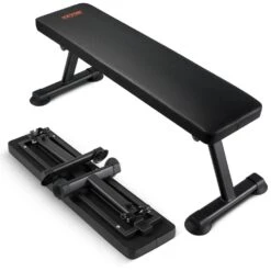 Flat Weight Bench, Foldable Strength Training Bench, Wood Utility Workout Bench For Full Body Workout 1000 Lbs. Steel