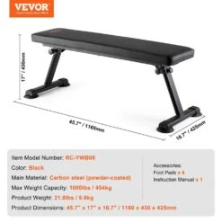 Flat Weight Bench, Foldable Strength Training Bench, Wood Utility Workout Bench For Full Body Workout 1000 Lbs. Steel -Vevor vevor outdoor benches jzzbgpb00000i783bv0 fa 1000