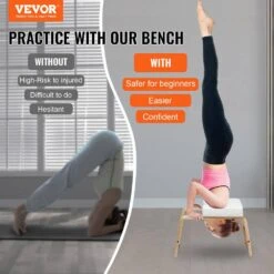 Yoga Headstand Bench, 300 Lbs. Capacity Yoga Inversion Chair For Family Gym, Headstand Trainer With Wood Frame & PU Pad -Vevor vevor outdoor benches yjdldbshmdcbvr2h9v0 76 1000