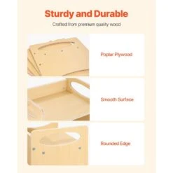 Montessori Weaning Table And Chair Set, Wooden Toddler Table And Chair Set, Adjustable Height Chair Natural -Vevor vevor outdoor dining chairs etdnzy1513216domuv0 1f 1000