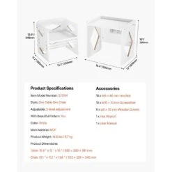 Montessori Weaning Table And Chair Set, Wooden Toddler Table And Chair Set Adjustable Height Chair, White Dining Chair -Vevor vevor outdoor dining chairs etdnzy151321xg9u9v0 76 1000