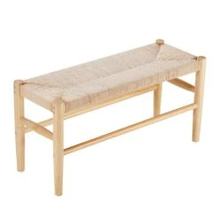 Rattan Bench, 31.5 In. Wooden Rattan Bench, Entryway Bench With Oak Wood Legs, Bedroom End Of Bed Boho Bench -Vevor vevor outdoor dining chairs tbdcgk80cmw0xo38ov0 31 1000