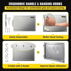 20 In. W X 14 In. H Outdoor Kitchen Doors Horizontal Single BBQ Door Stainless Steel BBQ Access Door -Vevor vevor outdoor kitchen doors 14h 20wbxgcgdkm01v0 1f 1000