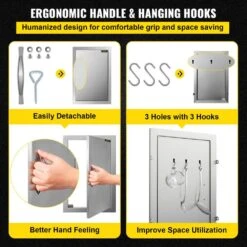 Outdoor Kitchen Doors 14 In. W X 20 In. H Vertical Single BBQ Door Stainless Steel BBQ Access Door -Vevor vevor outdoor kitchen doors 14w 20hbxgcgdkm01v0 1f 1000