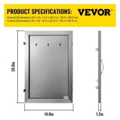 Outdoor Kitchen Doors 14 In. W X 20 In. H Vertical Single BBQ Door Stainless Steel BBQ Access Door -Vevor vevor outdoor kitchen doors 14w 20hbxgcgdkm01v0 76 1000