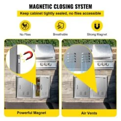 Stainless Steel Grill Door 14 In. W X 20 In. H Single Outdoor Kitchen Access Door For BBQ Island -Vevor vevor outdoor kitchen doors 14x20ycczcgmdtfk1v0 fa 1000