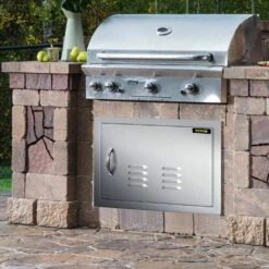 Grill Door 20 In. W X 14 In. H Single Stainless Steel Outdoor Kitchen Doors With Vents Access Door For BBQ Island -Vevor vevor outdoor kitchen doors 14x20ycspcgmdtfk1v0 31 1000