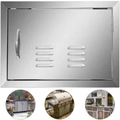 Grill Door 20 In. W X 14 In. H Single Stainless Steel Outdoor Kitchen Doors With Vents Access Door For BBQ Island