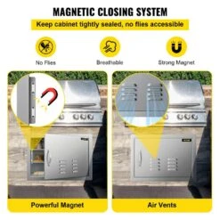 Grill Door 20 In. W X 14 In. H Single Stainless Steel Outdoor Kitchen Doors With Vents Access Door For BBQ Island -Vevor vevor outdoor kitchen doors 14x20ycspcgmdtfk1v0 fa 1000