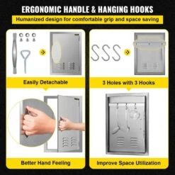 BBQ Access Door 17 In. W X 24 In. H Vertical Island Door With Vents Stainless Steel Single Access Door For BBQ Island 13 BBQ Access Door 17 In. W X 24 In. H Vertical Island Door With Vents Stainless Steel Single Access Door For BBQ Island -Vevor vevor outdoor kitchen doors 17x24ycczdcgmdtfkv0 1f 1000