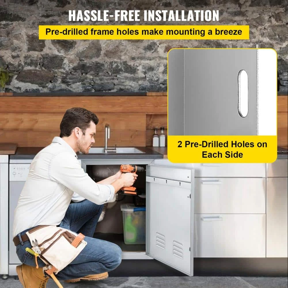 BBQ Access Door 17 In. W X 24 In. H Vertical Island Door With Vents Stainless Steel Single Access Door For BBQ Island 7 BBQ Access Door 17 In. W X 24 In. H Vertical Island Door With Vents Stainless Steel Single Access Door For BBQ Island - Image 5