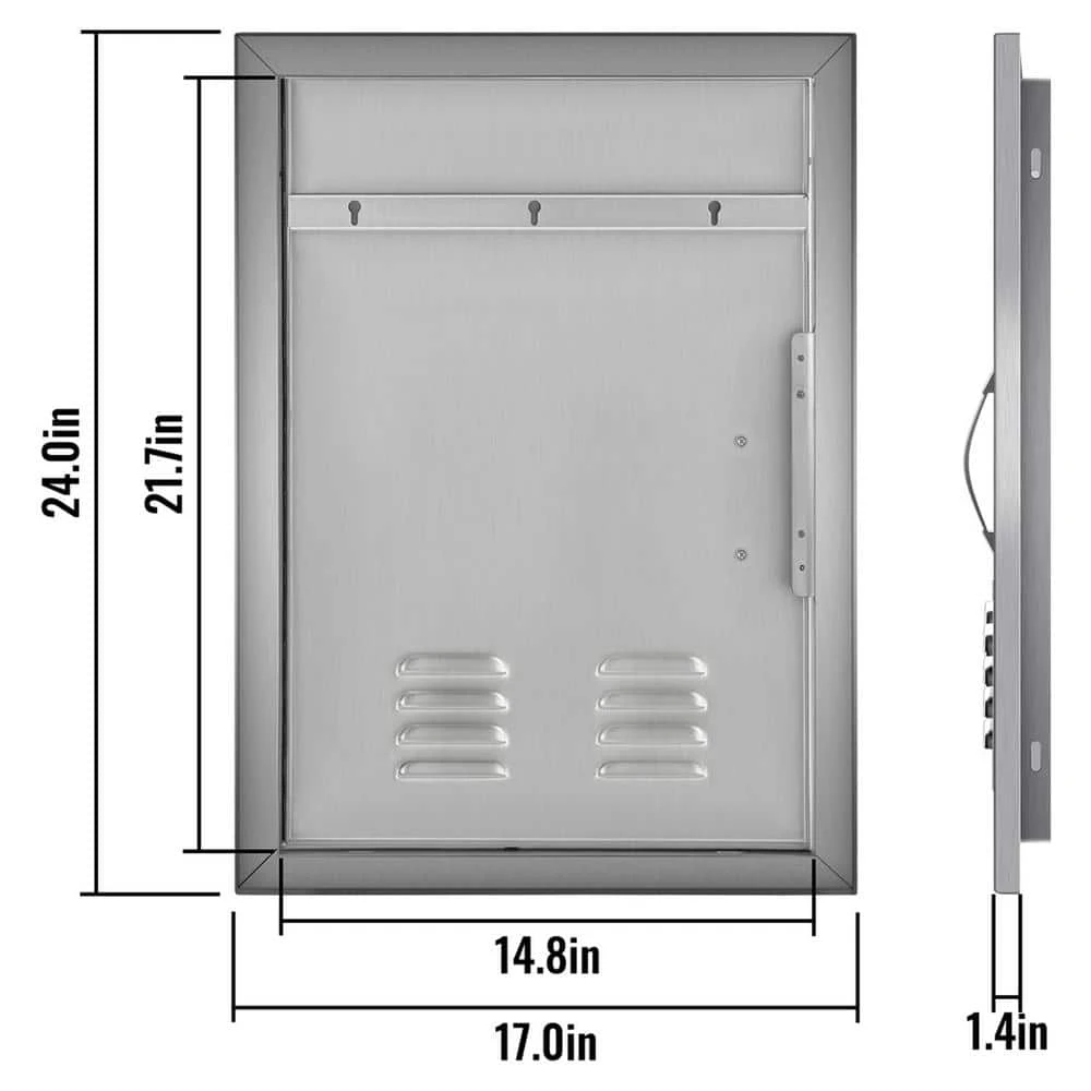 BBQ Access Door 17 In. W X 24 In. H Vertical Island Door With Vents Stainless Steel Single Access Door For BBQ Island 9 BBQ Access Door 17 In. W X 24 In. H Vertical Island Door With Vents Stainless Steel Single Access Door For BBQ Island - Image 7