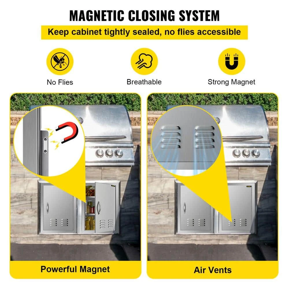 BBQ Access Door 17 In. W X 24 In. H Vertical Island Door With Vents Stainless Steel Single Access Door For BBQ Island 8 BBQ Access Door 17 In. W X 24 In. H Vertical Island Door With Vents Stainless Steel Single Access Door For BBQ Island - Image 6