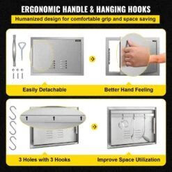 BBQ Access Door 24 In. W X 17 In. H Horizontal Island Door With Vents Stainless Steel Single Access Door 13 BBQ Access Door 24 In. W X 17 In. H Horizontal Island Door With Vents Stainless Steel Single Access Door -Vevor vevor outdoor kitchen doors 17x24ycspcgmdtfk1v0 1f 1000