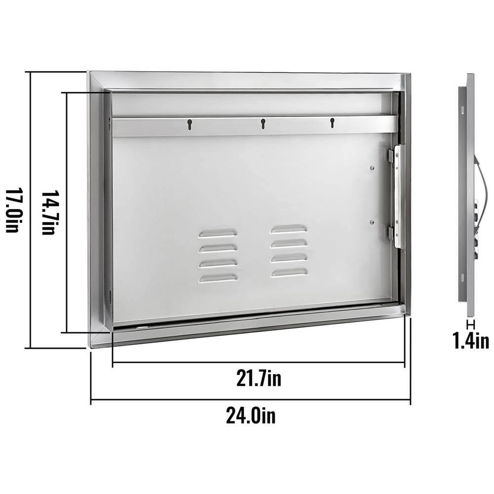 BBQ Access Door 24 In. W X 17 In. H Horizontal Island Door With Vents Stainless Steel Single Access Door 9 BBQ Access Door 24 In. W X 17 In. H Horizontal Island Door With Vents Stainless Steel Single Access Door - Image 7