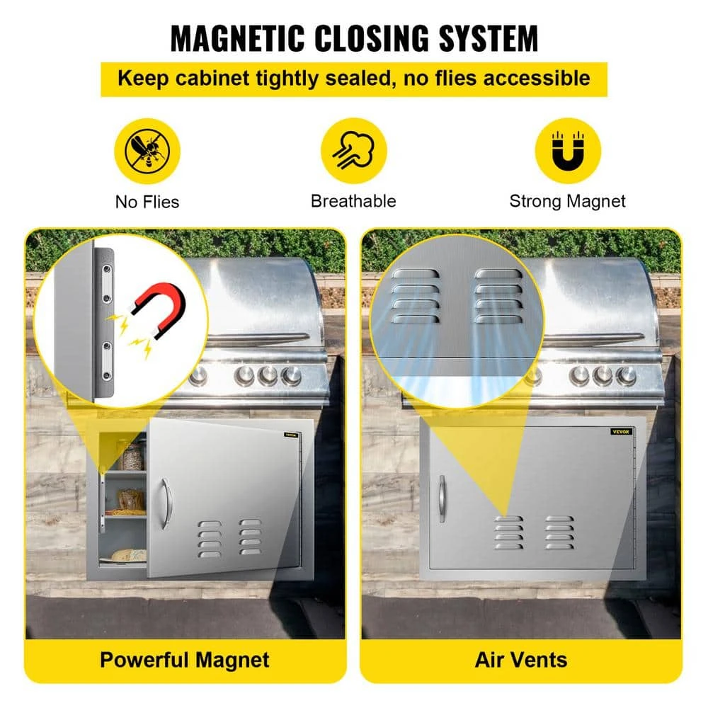 BBQ Access Door 24 In. W X 17 In. H Horizontal Island Door With Vents Stainless Steel Single Access Door 8 BBQ Access Door 24 In. W X 17 In. H Horizontal Island Door With Vents Stainless Steel Single Access Door - Image 6