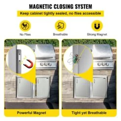 Stainless Steel Outdoor Kitchen Doors 16 In. W X 22 In. H Grill Door Single Access Door For BBQ Island -Vevor vevor outdoor kitchen doors 18ycyjjczdkcgm001v0 fa 1000