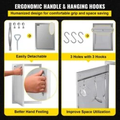 Outdoor Kitchen Door 16 In. W X 22 In. H Stainless Steel BBQ Access Door Single Access Door For Outside Cabinet -Vevor vevor outdoor kitchen doors 18yczjjczdkcgm001v0 1f 1000