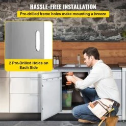 Outdoor Kitchen Door 16 In. W X 22 In. H Stainless Steel BBQ Access Door Single Access Door For Outside Cabinet -Vevor vevor outdoor kitchen doors 18yczjjczdkcgm001v0 44 1000