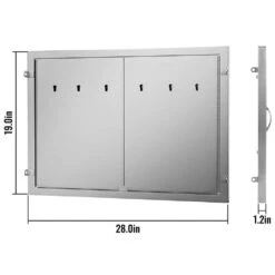 BBQ Access Door 28 In. W X 19 In. H Double BBQ Door Stainless Steel Outdoor Kitchen Doors For BBQ Island,Grill Station -Vevor vevor outdoor kitchen doors 19x28cbxgcgskm001v0 76 1000