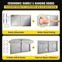 Outdoor Kitchen Doors 42 In. W X 21 In. H Double BBQ Door Stainless Steel BBQ Access Door -Vevor vevor outdoor kitchen doors 21 13x42x1 63skm1v0 1f 1000