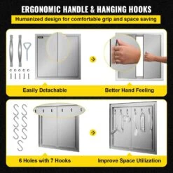 BBQ Access Door 24 In. W X 24 In. H Grill Door Double Door Brushed Stainless Steel Outdoor Kitchen Doors -Vevor vevor outdoor kitchen doors 24 24bxgcfskm0001v0 1f 1000