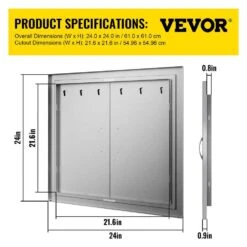 BBQ Access Door 24 In. W X 24 In. H Grill Door Double Door Brushed Stainless Steel Outdoor Kitchen Doors -Vevor vevor outdoor kitchen doors 24 24bxgcfskm0001v0 76 1000