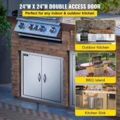 BBQ Access Door 24 In. W X 24 In. H Grill Door Double Door Brushed Stainless Steel Outdoor Kitchen Doors -Vevor vevor outdoor kitchen doors 24 24bxgcfskm0001v0 c3 1000