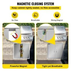 BBQ Access Door 24 In. W X 24 In. H Grill Door Double Door Brushed Stainless Steel Outdoor Kitchen Doors -Vevor vevor outdoor kitchen doors 24 24bxgcfskm0001v0 fa 1000