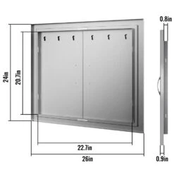 Double Door Outdoor Kitchen Access 26 X 24 In. Wall Construction Stainless Steel Flush Mount For BBQ Island -Vevor vevor outdoor kitchen doors 26yc304bxgsccgm01v0 76 1000