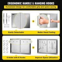 Outdoor Kitchen Doors 30.5 In. W X 21 In. H BBQ Kitchen Doors Wall Construction Outdoor Kitchen Access Door -Vevor vevor outdoor kitchen doors 30 5c 21cbxgskm01v0 1f 1000