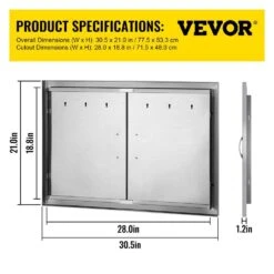 Outdoor Kitchen Doors 30.5 In. W X 21 In. H BBQ Kitchen Doors Wall Construction Outdoor Kitchen Access Door -Vevor vevor outdoor kitchen doors 30 5c 21cbxgskm01v0 76 1000