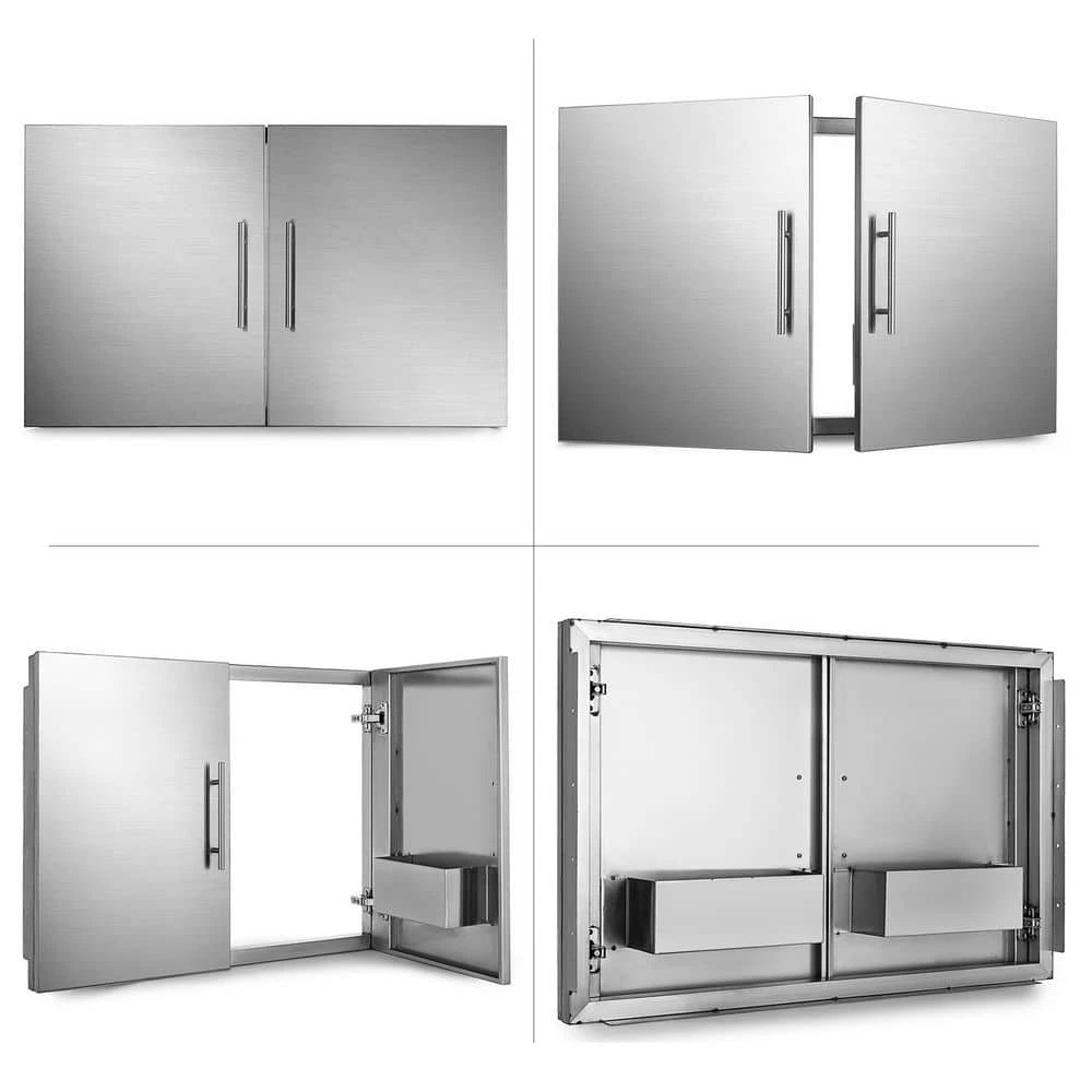 BBQ Access Double Door 30 In. W X 23 In. H BBQ Door Stainless Steel With Storage Shelf Outdoor Kitchen Doors 5 BBQ Access Double Door 30 In. W X 23 In. H BBQ Door Stainless Steel With Storage Shelf Outdoor Kitchen Doors - Image 3