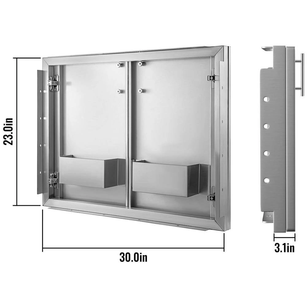 BBQ Access Double Door 30 In. W X 23 In. H BBQ Door Stainless Steel With Storage Shelf Outdoor Kitchen Doors 9 BBQ Access Double Door 30 In. W X 23 In. H BBQ Door Stainless Steel With Storage Shelf Outdoor Kitchen Doors - Image 7