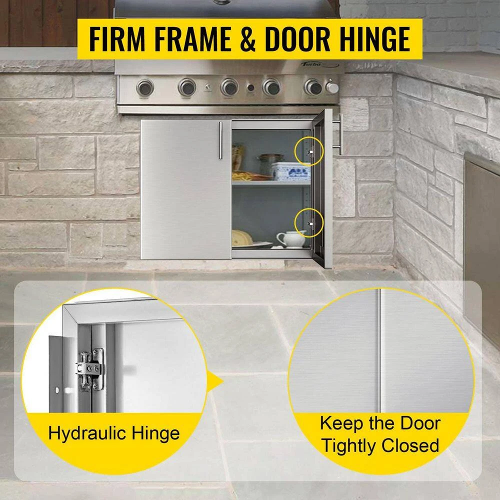 BBQ Access Double Door 30 In. W X 23 In. H BBQ Door Stainless Steel With Storage Shelf Outdoor Kitchen Doors 8 BBQ Access Double Door 30 In. W X 23 In. H BBQ Door Stainless Steel With Storage Shelf Outdoor Kitchen Doors - Image 6