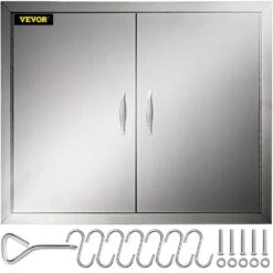 BBQ Double Access Door 31 In. W X 24 In. H BBQ Door Stainless Steel Wall Construction Kitchen Door For BBQ Island,Grill