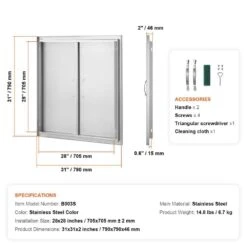31 In. W X 31 In. H 304 Stainless Steel BBQ Access Door With Paper Towel Holder Outdoor Kitchen Doors For Storage Room 16 31 In. W X 31 In. H 304 Stainless Steel BBQ Access Door With Paper Towel Holder Outdoor Kitchen Doors For Storage Room -Vevor vevor outdoor kitchen doors 31yc304bxgbbqscgmv0 76 1000