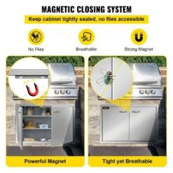 Outdoor Kitchen Door 33 In. W X 22 In. H Grill Doors Stainless Steel BBQ Access Door For Grilling Station -Vevor vevor outdoor kitchen doors 33x22ycskcgm00001v0 fa 1000