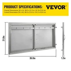 Outdoor Kitchen Doors 36 In. W X 21 In. H Double BBQ Door Stainless Steel BBQ Access Door -Vevor vevor outdoor kitchen doors 36x21 1x1 6bxgskmv0 76 1000