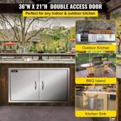 Outdoor Kitchen Doors 36 In. W X 21 In. H Double BBQ Door Stainless Steel BBQ Access Door -Vevor vevor outdoor kitchen doors 36x21 1x1 6bxgskmv0 c3 1000