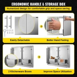 Stainless BBQ Doors 36 In. W X 23 In. H Grill Doors Double Access Door For Outside Cabinet -Vevor vevor outdoor kitchen doors 36ycbxgsjsskmcgm1v0 1f 1000