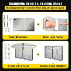 Outdoor Kitchen Doors 36 In. W X 21 In. H Stainless Steel Vented Double BBQ Access Door For BBQ Island -Vevor vevor outdoor kitchen doors 36ycxbkstdcgmdtfkv0 1f 1000