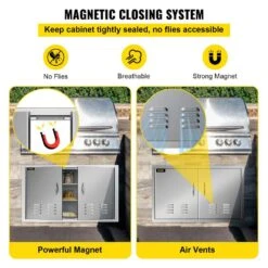 Outdoor Kitchen Doors 36 In. W X 21 In. H Stainless Steel Vented Double BBQ Access Door For BBQ Island -Vevor vevor outdoor kitchen doors 36ycxbkstdcgmdtfkv0 fa 1000