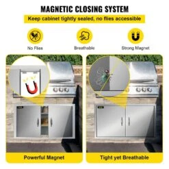 Outdoor Kitchen Doors 39 In. W X 26 In. H Double BBQ Door Stainless Steel BBQ Access Door -Vevor vevor outdoor kitchen doors 39x26x4bxgcfskm01v0 fa 1000