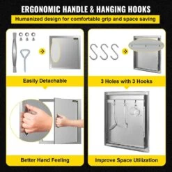 BBQ Access Door 18 In. W X 20 In. H Vertical Single Outdoor Kitchen Doors Stainless Steel BBQ Door For Grill Station -Vevor vevor outdoor kitchen doors 3x20x18cgm0000001v0 1f 1000
