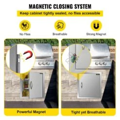 BBQ Access Door 18 In. W X 20 In. H Vertical Single Outdoor Kitchen Doors Stainless Steel BBQ Door For Grill Station -Vevor vevor outdoor kitchen doors 3x20x18cgm0000001v0 fa 1000