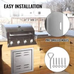 Vented Access Door 12 In. X 12 In. Single Access Door With Lock Outdoor Cooking Doors Flush Mount Vented Utility Door -Vevor vevor outdoor kitchen doors bxgcgm30412w12h01v0 1f 1000