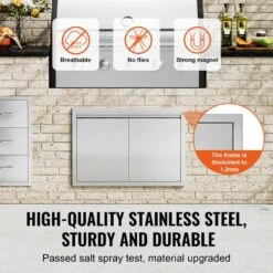 BBQ Access Door 30 In. W X 21 In. H Brushed Stainless Steel Outdoor Kitchen Door With Hooks For Outside Cabinet 12 BBQ Access Door 30 In. W X 21 In. H Brushed Stainless Steel Outdoor Kitchen Door With Hooks For Outside Cabinet -Vevor vevor outdoor kitchen doors bxgcgmsc30w21hin1v0 4f 1000